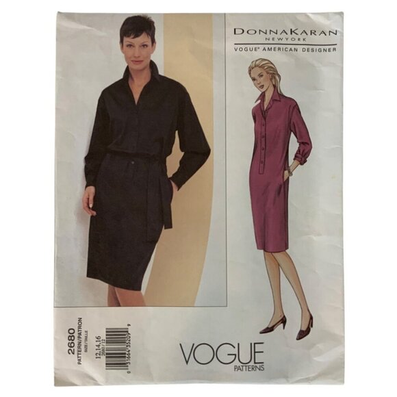 Vogue 2680 Donna Karan Shirt Dress Designer Sewing Pattern 2002 Sizes 12-16 - Picture 1 of 3